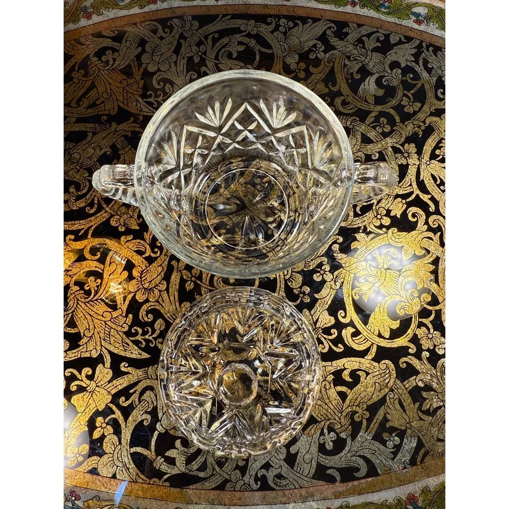 Vintage Anchor Hocking Prescut‎ Lidded Jar: Star of David Candy Dish